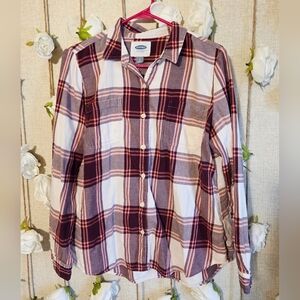 Old Navy Burgundy and Pink Plaid Shirt